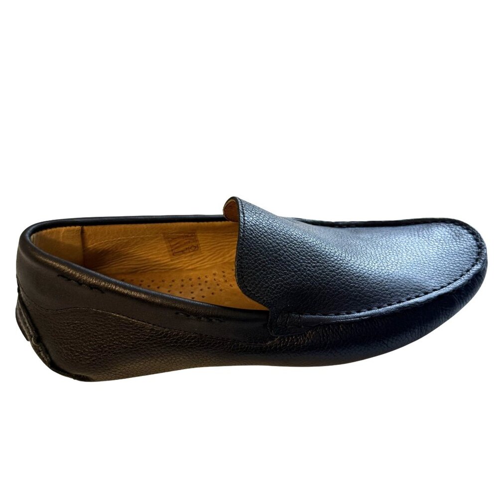 Massimo Matteo Venetian Driver Black Leather Loafers Size 7 Mens NEW [jb]